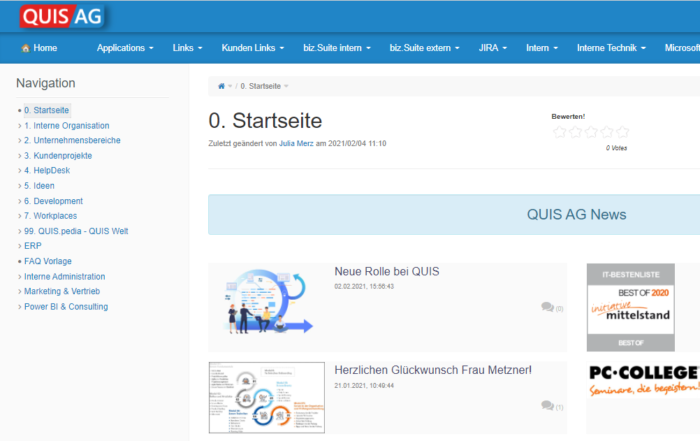 Screenshot Startseite xWiki