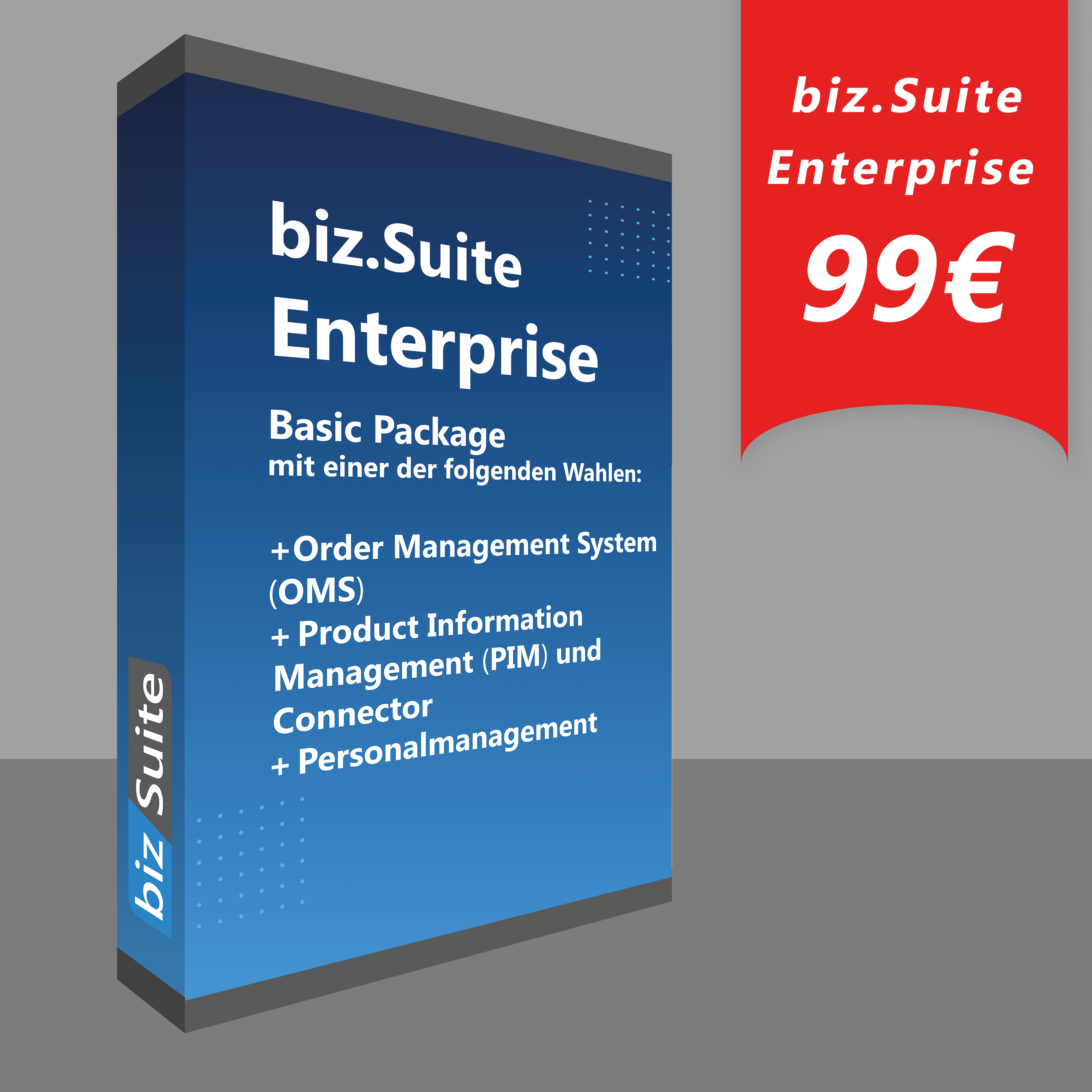 biz.Suite Enterprise Version Lizenzbild mit Inhalten und 99€ Preis