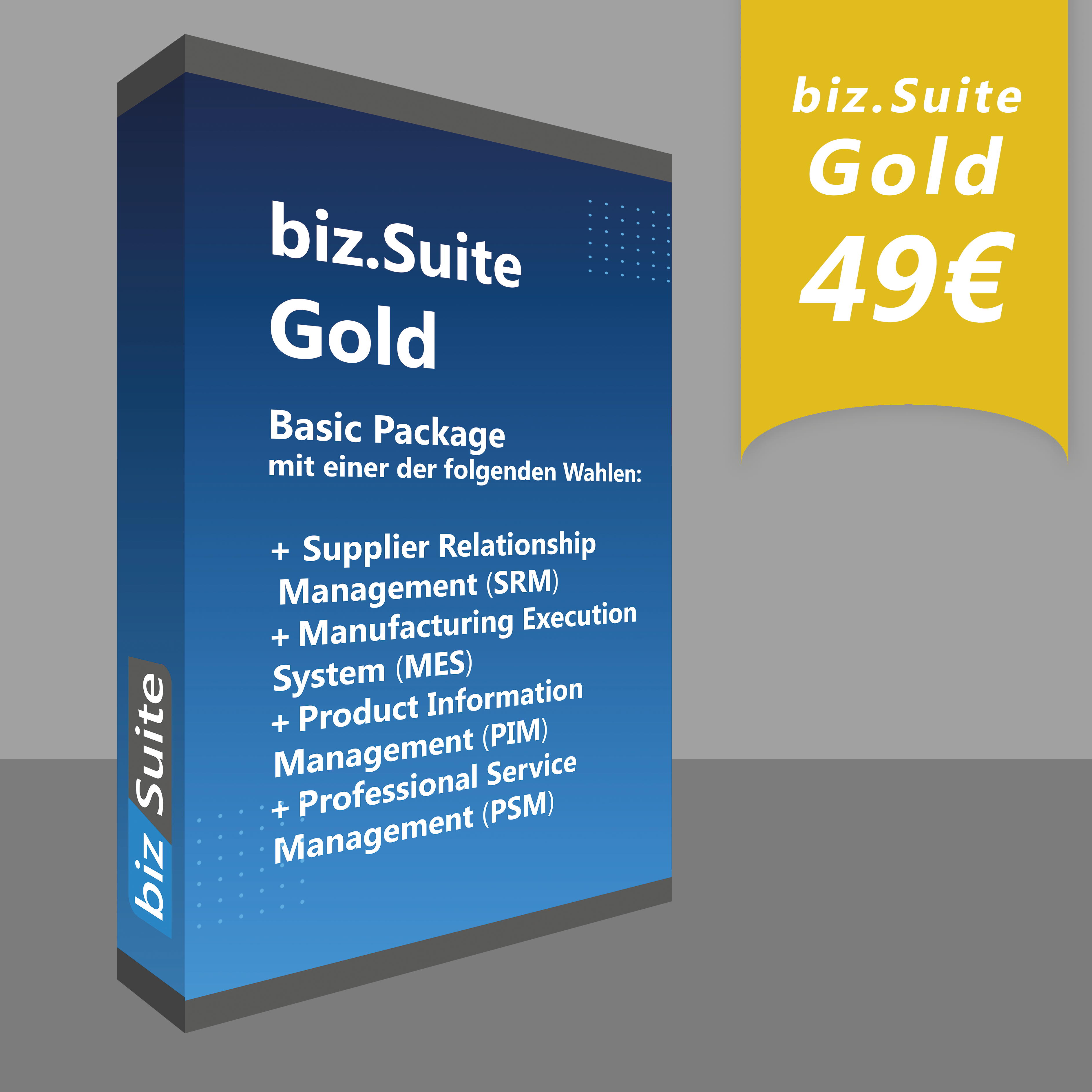 biz.Suite Gold Version Lizenzbild mit Inhalten und 49€ Preis