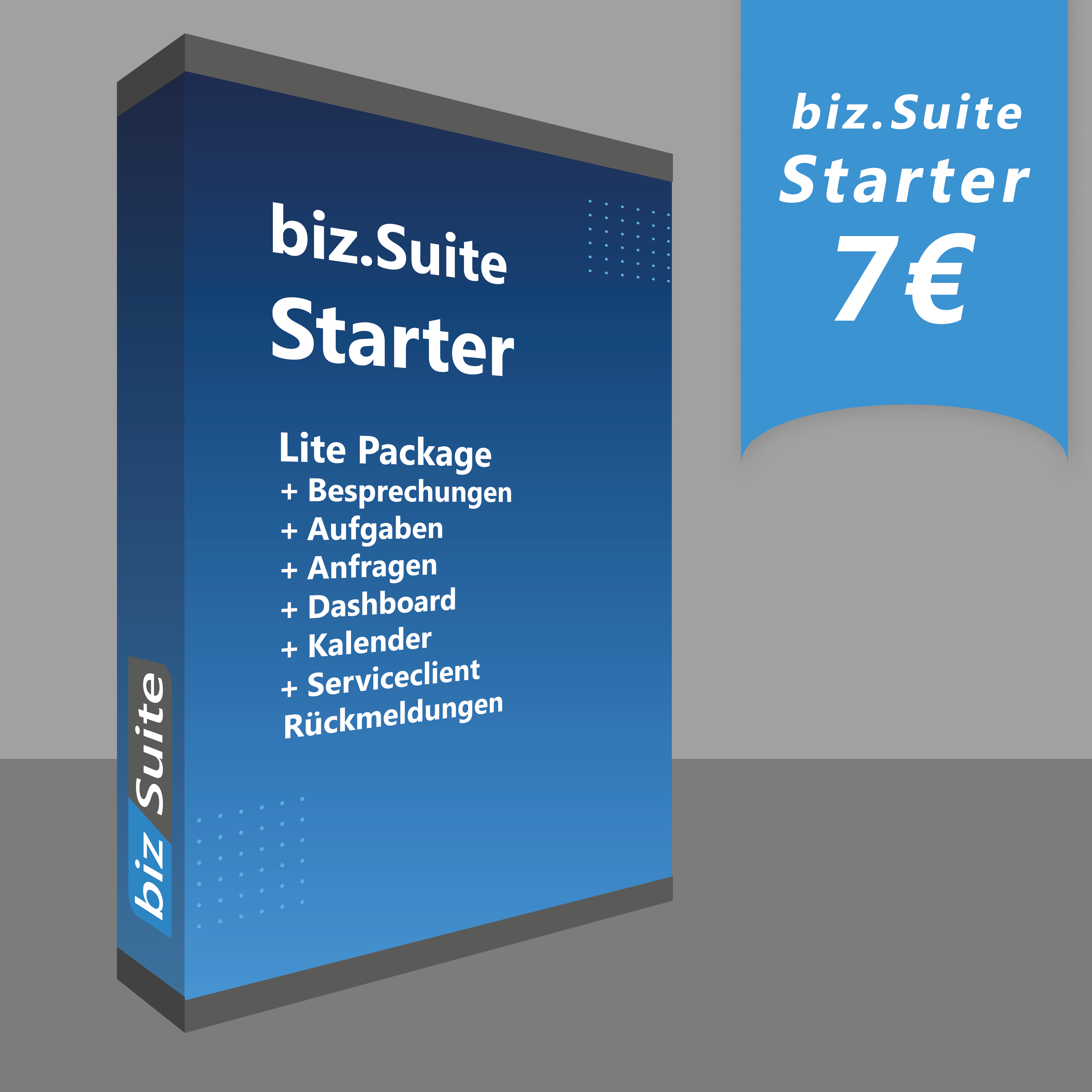 biz.Suite Starter Version Lizenzbild mit Inhalten und 7€ Preis